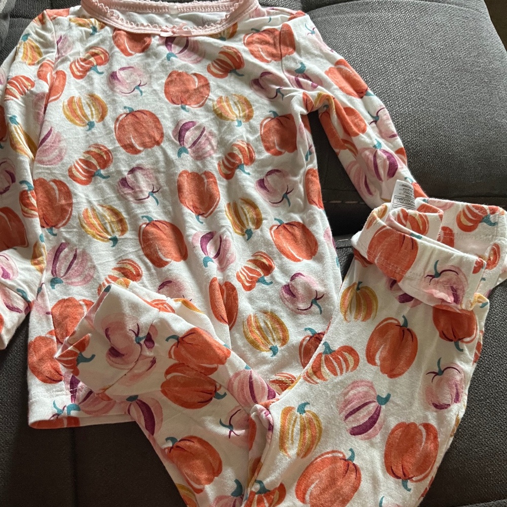 B 16   Rabbit Moon Bamboo Pajamas-- Pink pumpkins